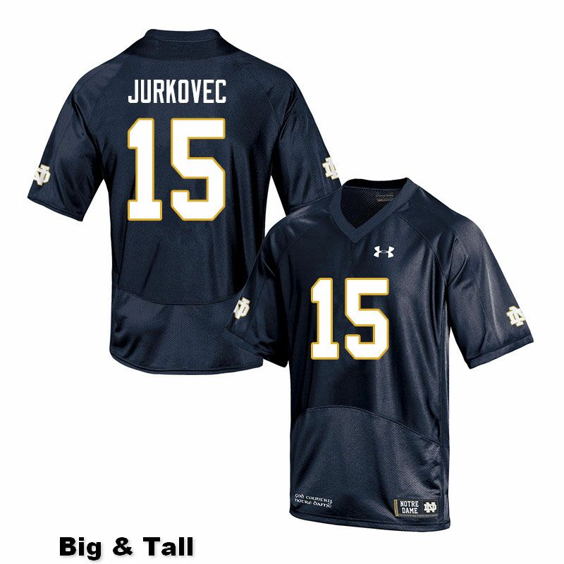 Men's NCAA Notre Dame Fighting Irish #15 Phil Jurkovec Stitched College Under Armour Authentic Navy Big & Tall Football Jersey VW10U07SF